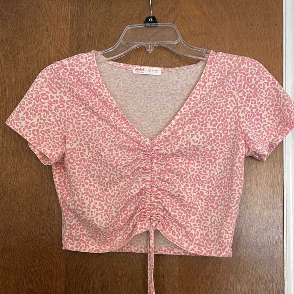 Pink animal print crop top.  Small